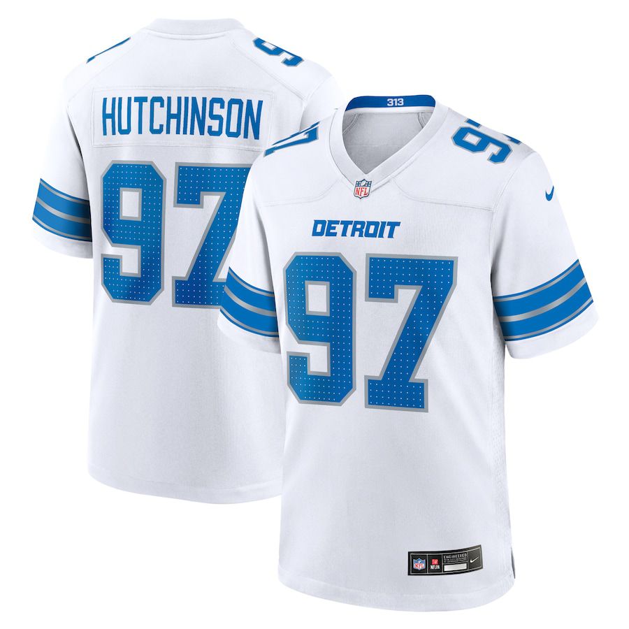 Men Detroit Lions #97 Aidan Hutchinson Nike White Game NFL Jersey->customized nfl jersey->Custom Jersey